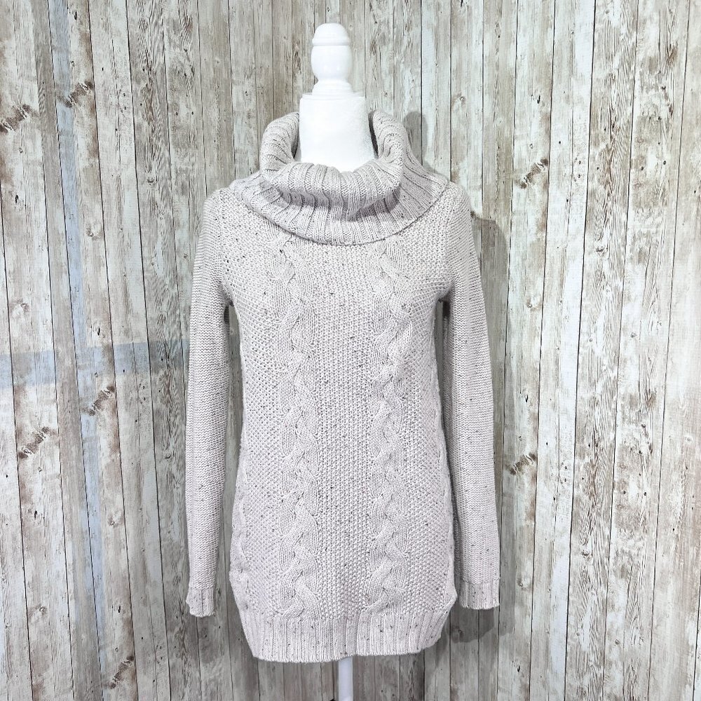 Women's Old Navy Long Sleeve Sweater | Cream | Cowl Neck | Small | Cable Knit
